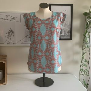 The Limited blue and coral dress shirt